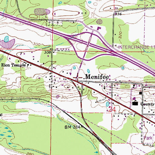 Topographic Map of Town of Menifee, AR