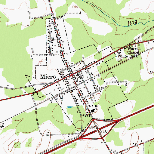 Topographic Map of Town of Micro, NC