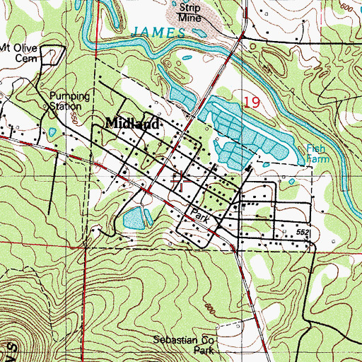 Topographic Map of Town of Midland, AR