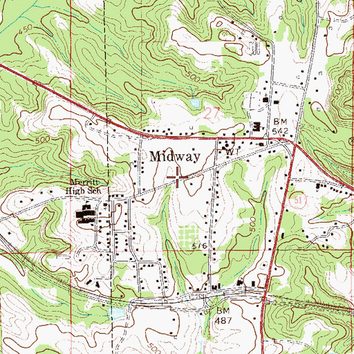 Topographic Map of Town of Midway, AL