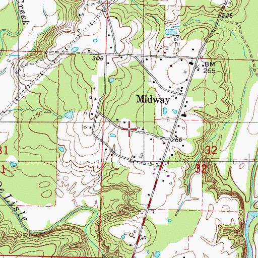 Topographic Map of Town of Midway, AR
