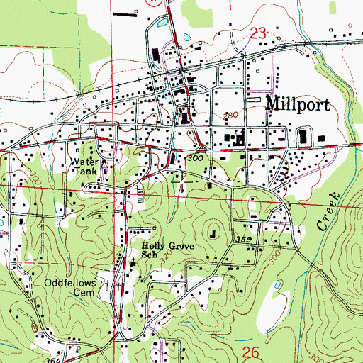 Topographic Map of Town of Millport, AL