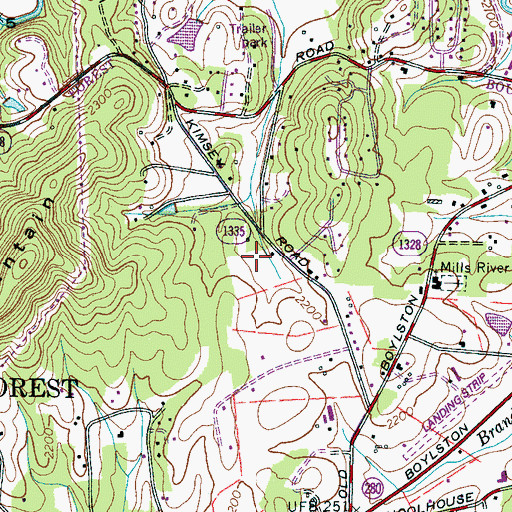 Topographic Map of Town of Mills River, NC