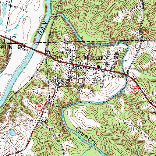 Topographic Map of Town of Milton, NC