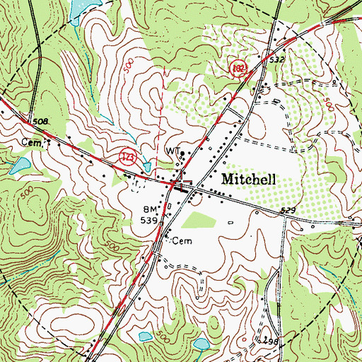 Topographic Map of Town of Mitchell, GA