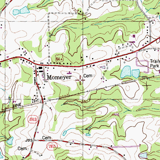 Topographic Map of Town of Momeyer, NC
