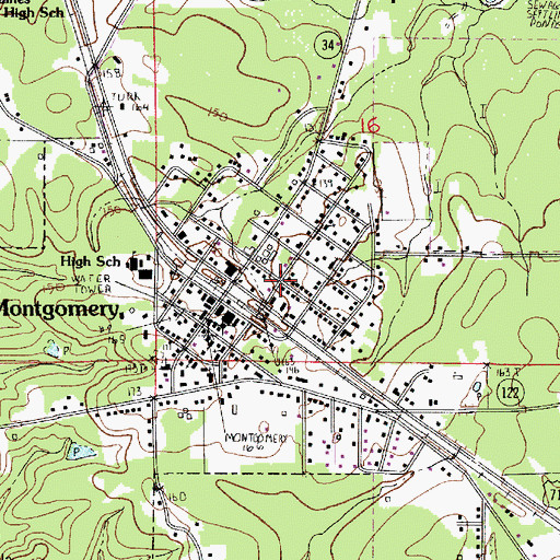 Topographic Map of Town of Montgomery, LA