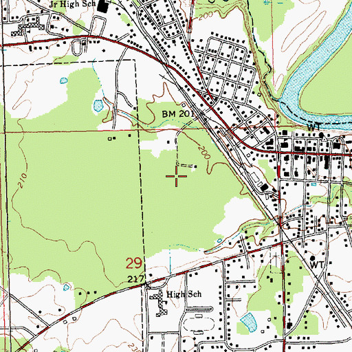 Topographic Map of Town of Monticello, MS