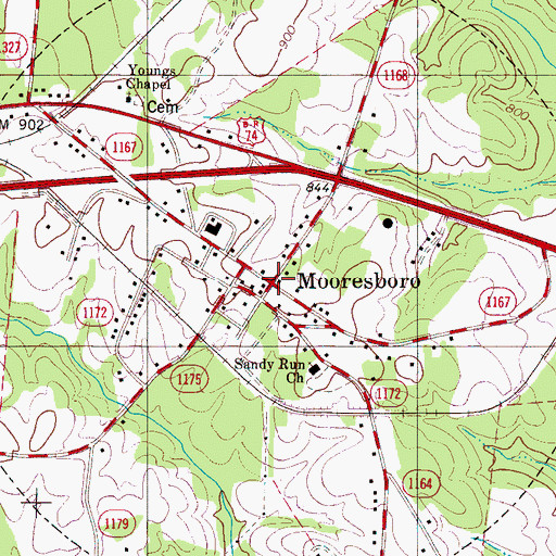Topographic Map of Town of Mooresboro, NC