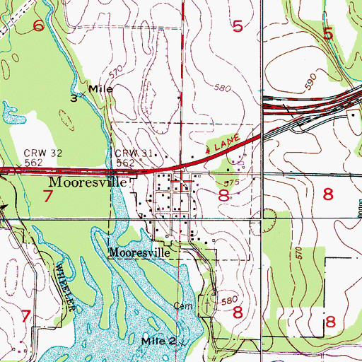 Topographic Map of Town of Mooresville, AL