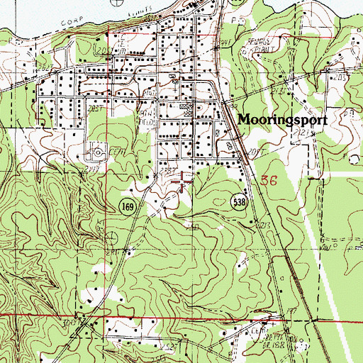 Topographic Map of Town of Mooringsport, LA