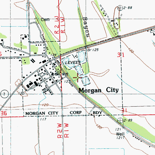 Topographic Map of Town of Morgan City, MS