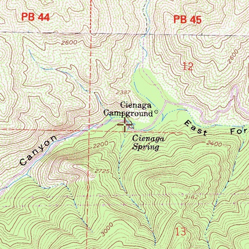 Topographic Map of Cienaga Spring, CA