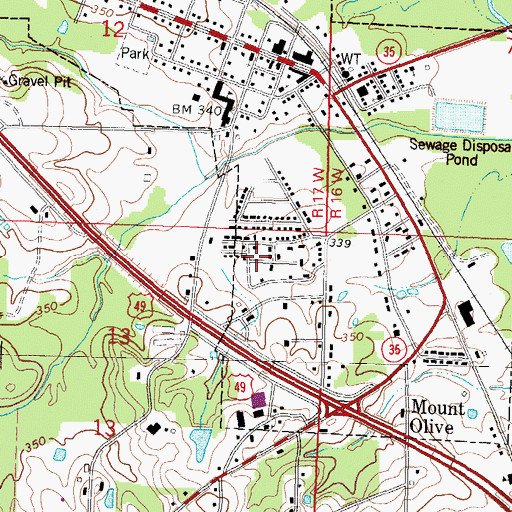 Topographic Map of Town of Mount Olive, MS