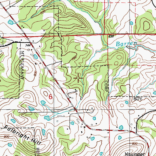Topographic Map of Town of Mount Pleasant, AR