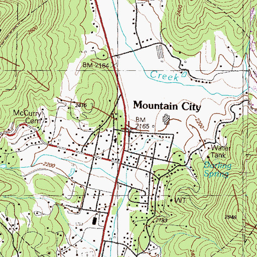Topographic Map of Town of Mountain City, GA