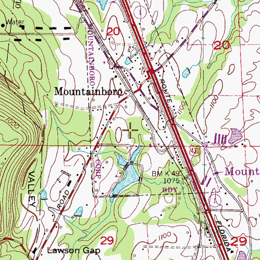 Topographic Map of Town of Mountainboro (historical), AL
