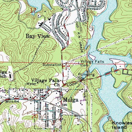 Topographic Map of Town of Mulga, AL