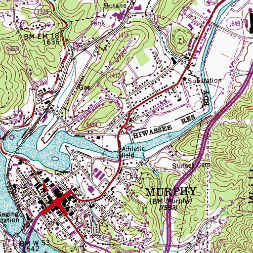 Topographic Map of Town of Murphy, NC