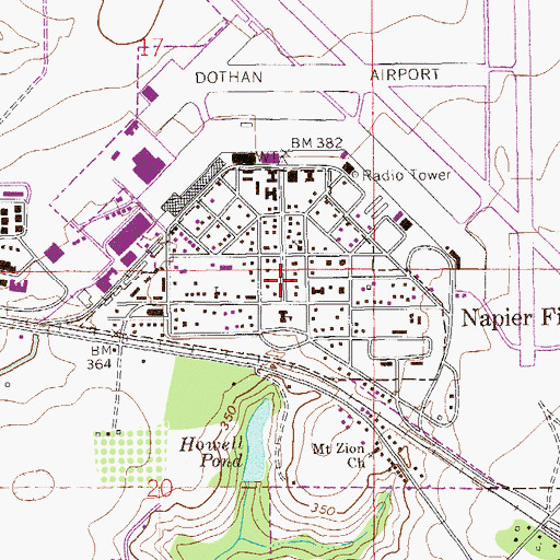 Topographic Map of Town of Napier Field, AL