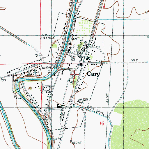 Topographic Map of Town of Cary, MS