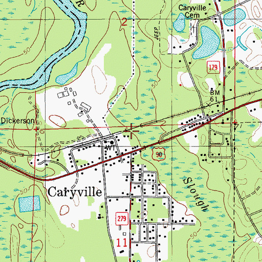 Topographic Map of Town of Caryville, FL