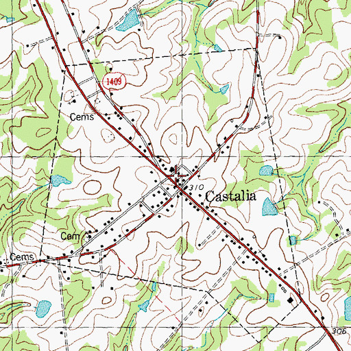 Topographic Map of Town of Castalia, NC