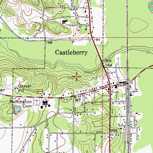 Topographic Map of Town of Castleberry, AL