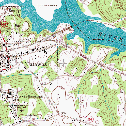 Topographic Map of Town of Catawba, NC