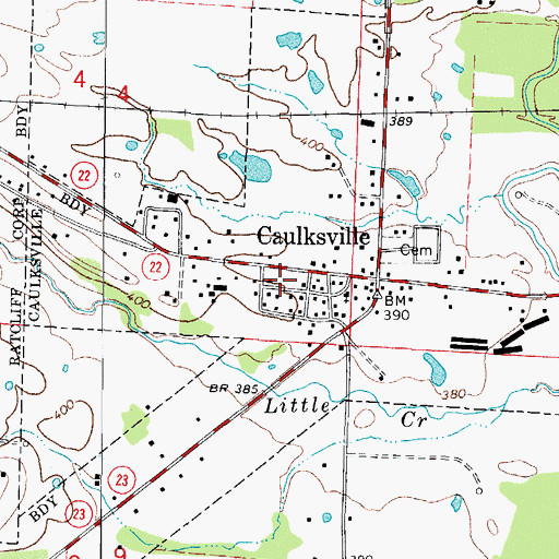 Topographic Map of Town of Caulksville, AR