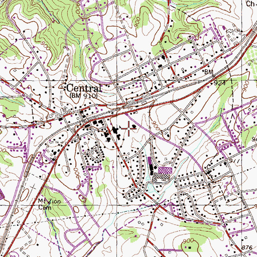 Topographic Map of Town of Central, SC