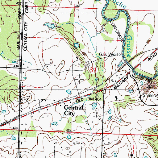 Topographic Map of Town of Central City, AR