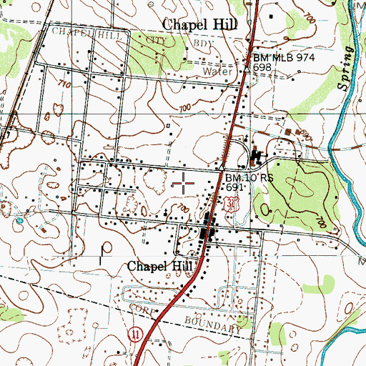 Topographic Map of Town of Chapel Hill, TN