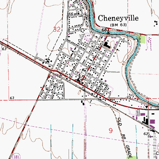 Topographic Map of Town of Cheneyville, LA
