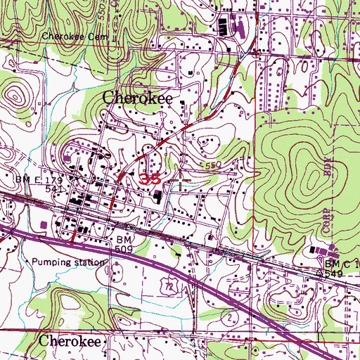 Topographic Map of Town of Cherokee, AL