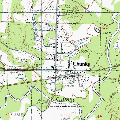 Topographic Map of Town of Chunky, MS