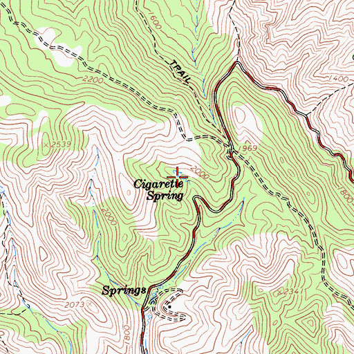 Topographic Map of Cigarette Spring, CA