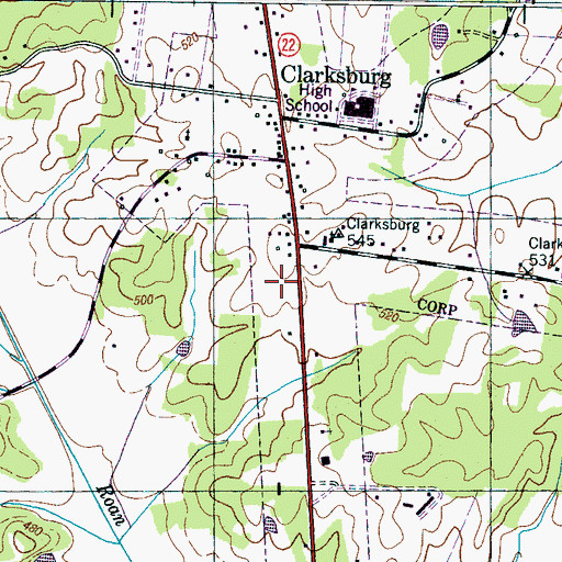 Topographic Map of Town of Clarksburg, TN
