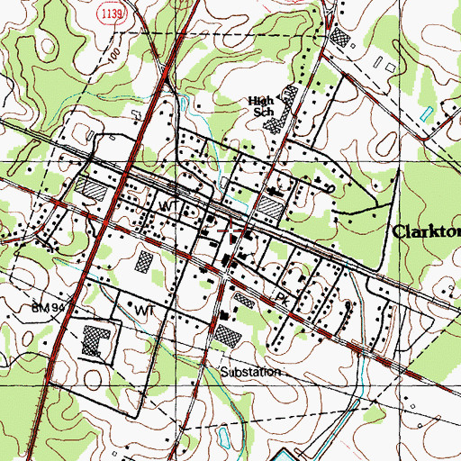 Topographic Map of Town of Clarkton, NC