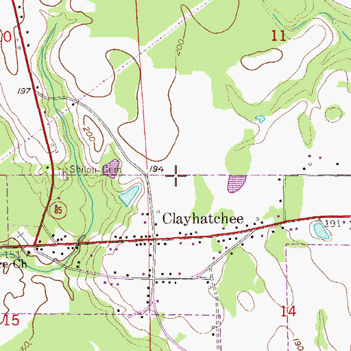 Topographic Map of Town of Clayhatchee, AL