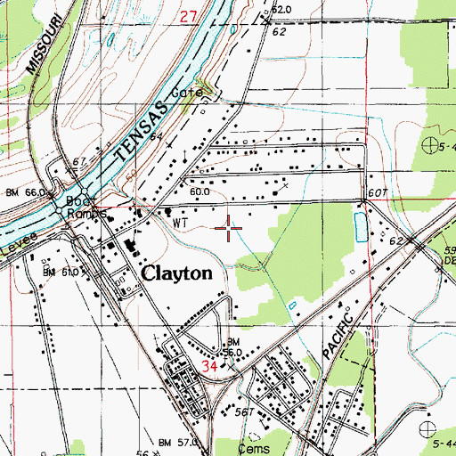 Topographic Map of Town of Clayton, LA
