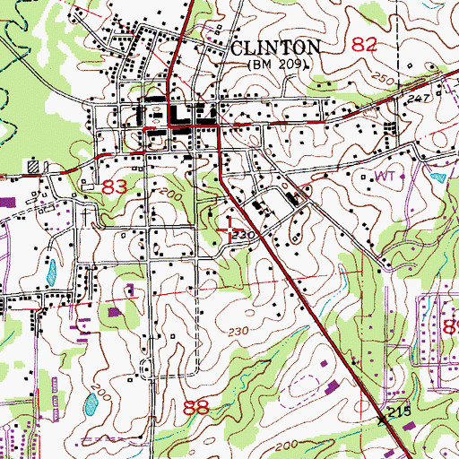 Topographic Map of Town of Clinton, LA