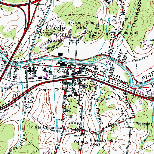 Topographic Map of Town of Clyde, NC