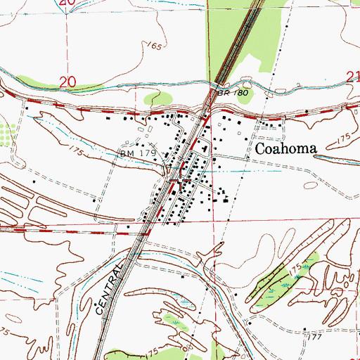 Topographic Map of Town of Coahoma, MS