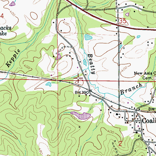 Topographic Map of Town of Coaling, AL