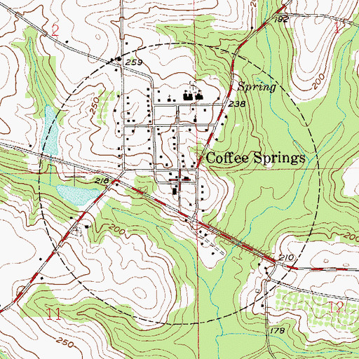 Topographic Map of Town of Coffee Springs, AL