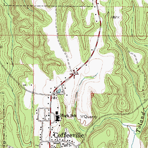 Topographic Map of Town of Coffeeville, AL
