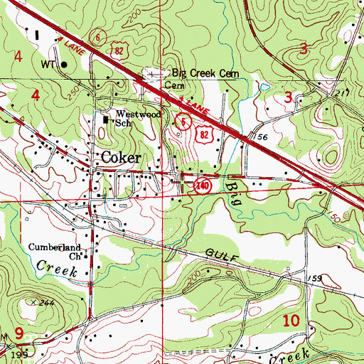 Topographic Map of Town of Coker, AL