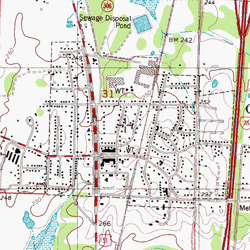 Topographic Map of Town of Coldwater, MS