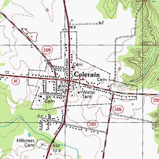 Topographic Map of Town of Colerain, NC
